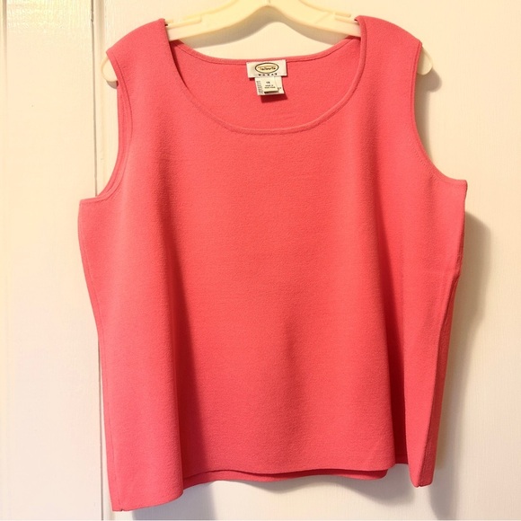 Talbots Shell Sweater Coral Pink Sleeveless Knit Blend Scoop Neck Plus size 1X - Picture 7 of 14